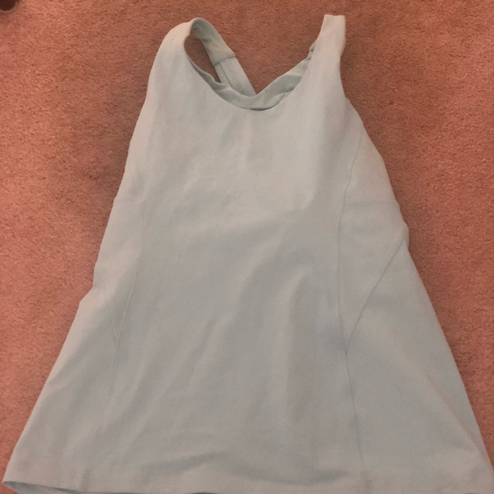 Lululemon light blue studio tank with cross back